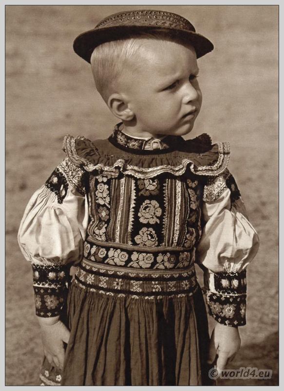 Boy in traditional costume from Dobrá Niva, Slovakia. Slovakian national costume