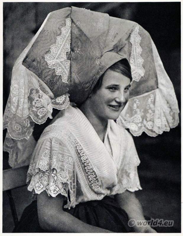 German Sorbian girl in traditional Sorauer costume 1930s