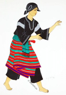 Traditional Sumatra costume. Topèng-dance, Légong, Pencak martial arts.