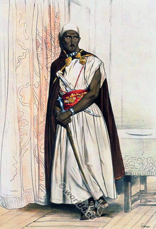 Costume Arabe. Saracen with sword, 18th century.