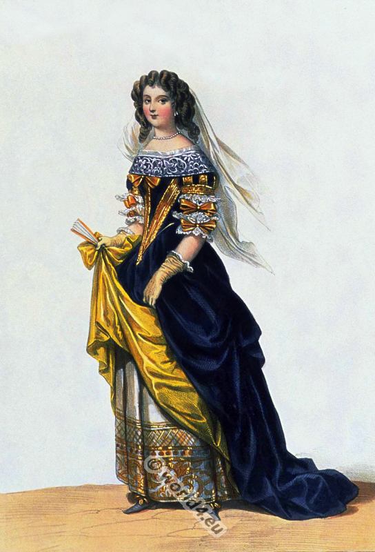 Grand Dame du temps de Louis XIV. Costumes historiques.