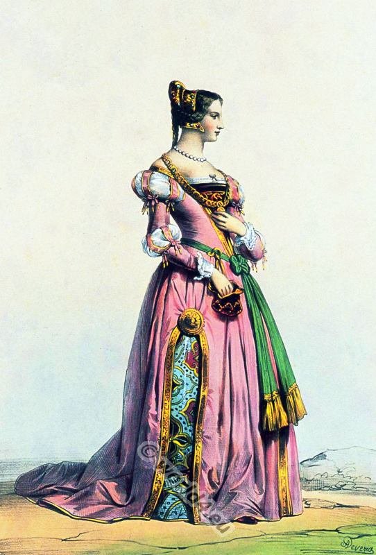 Belgian, lady, 15th century, Dame, Belge, costume, fashion, middle, ages, medieval,