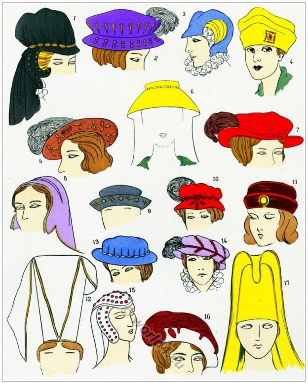 Chapeaux, Modes, Renaissance, Costume, Féminin, Français,