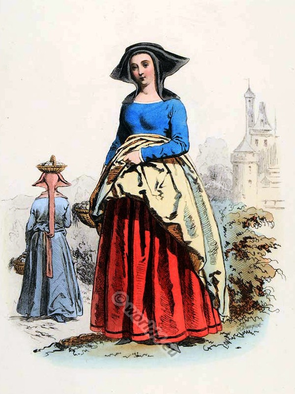 Costume, Femmes, Charles VII, 15th century, moyen age, modes