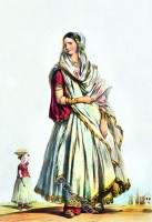 Dame indienne en tenue traditionnelle du 19e siècle