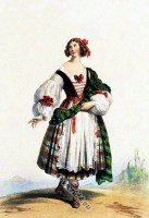 Scottish woman costume 14th century. Ecossaise XIV Siecle.