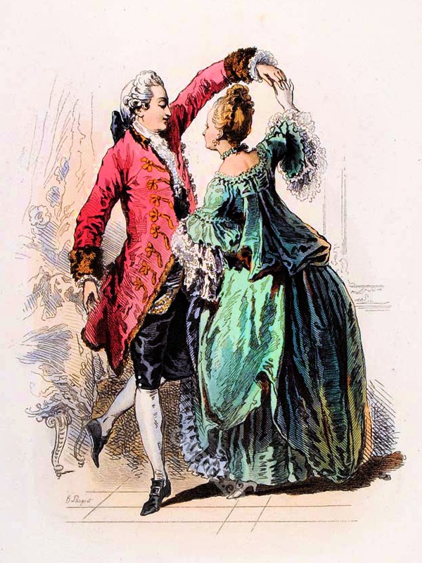Modes Parisiennes. French rococo costumes, Ancien Régime.