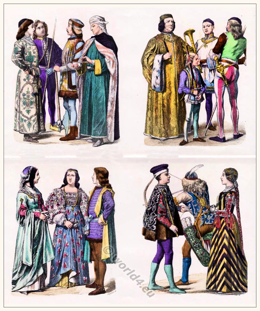 Italian Renaissance costumes. Medieval clothing in Italy.