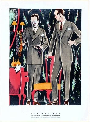 Men tailors Fasskessel & Müntmann. STYL Art Déco Fashion Magazine. German Art deco costumes 1920s. Roaring twenties fashion. Gibson Girls clothing.