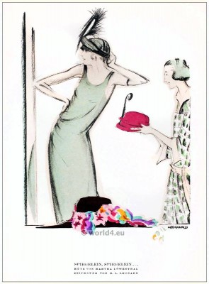 Hats from Martha Loewenthal. STYL Art Déco Fashion Magazine. German Art deco costumes 1920s. Roaring twenties fashion. Gibson Girls clothing.