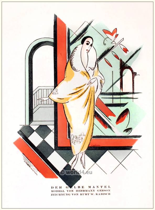 Hermann Gerson, Kurt W. Kubisch, Yellow, coat, STYL, Art Déco, Fashion, Magazine, Germany, 1920s,