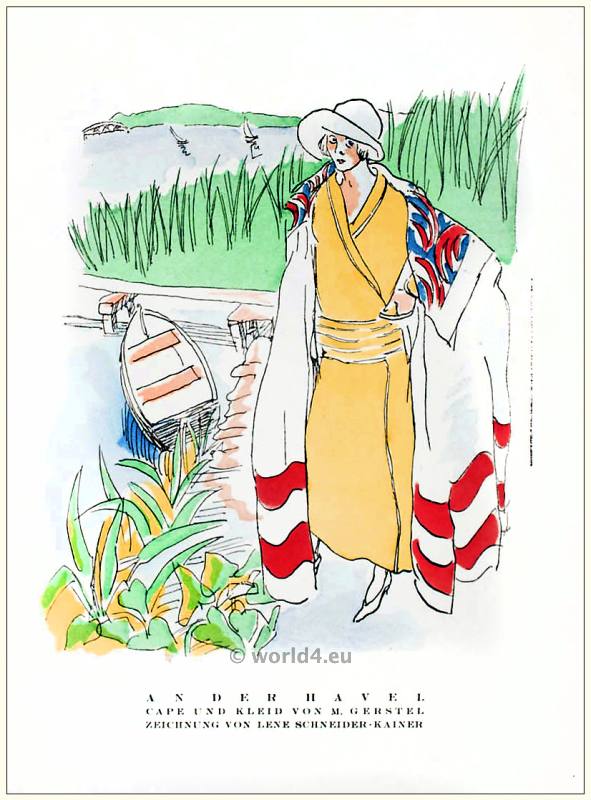 Cape and dress by M. Gerstel. Drawing by Lene Schneider-Kainer.