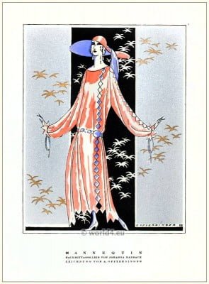 Afternoon dress by Johanna Marbach. STYL Art Déco Fashion Magazine. German Art deco costumes 1920s. Roaring twenties fashion. Gibson Girls clothing.