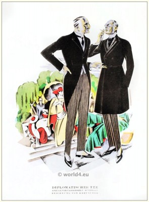Suits of Fasskessel and Müntmann. STYL, Art Déco Fashion Magazine. German Art deco costumes 1920s. Roaring twenties fashion. Gibson Girls clothing.