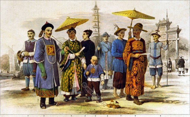 Mongol Race. Chinese and Cochin Chinese. Ancient Chinese Clothing and Costumes. Mandarin dress
