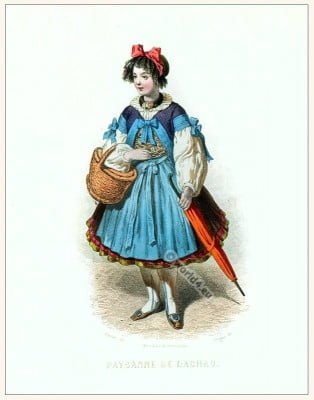 German Dachau Bavaria clothing. Traditional German national costume. Deutsche Trachten. Altbayerisches Dirndl.