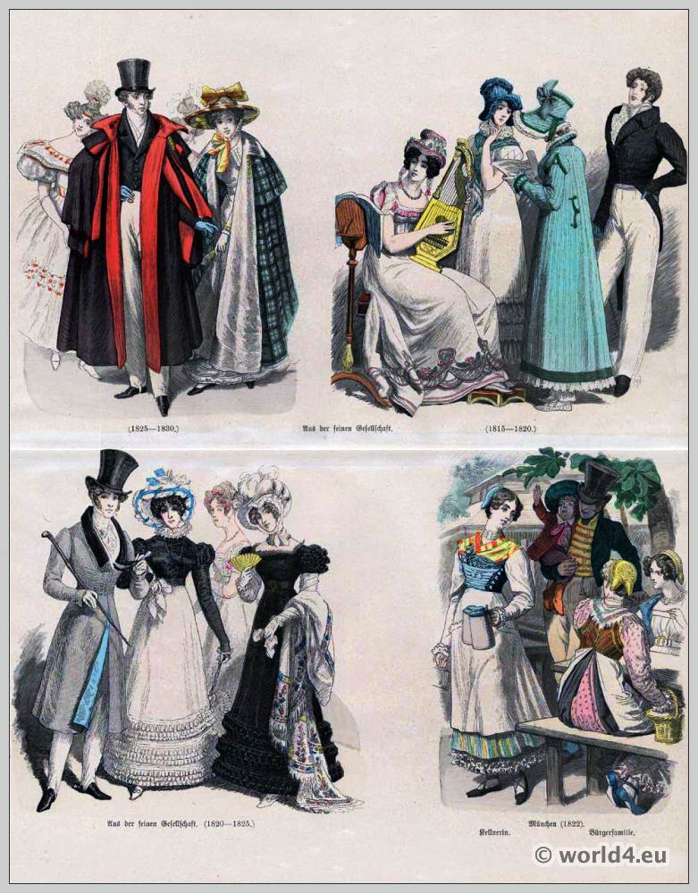German Biedermeier fashion 1825 to 1830.