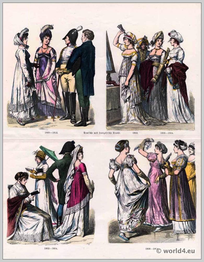 German and French Empire fashion, 19th century.