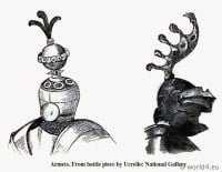 Armets. From the Mayrick Collection. Helmet 15th century. Medieval weapon. Middle ages knight armor. Dictionary of Dress