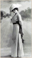 Cream colored street dress. Paris fashion 1911.