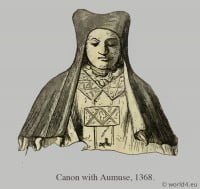 Canon with Aumuse. Medieval clothing. Middle ages hood dresses. Monks habit, Pontifical habit