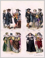 French baroque fashion. Louis XIV costumes. Ancien Régime.