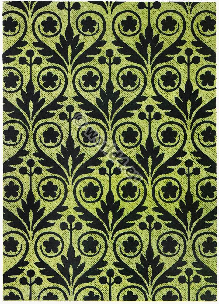 Baroque Pattern Fabric Greek Key Pattern Satin Fabric by the 