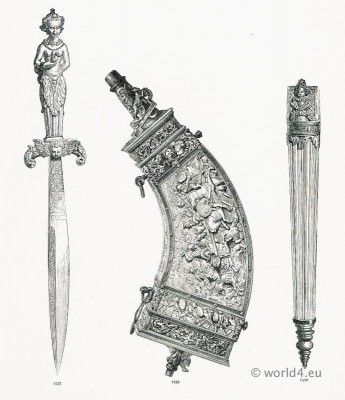 16th century Accessories firearms and offensive weapons. Renaissance military.