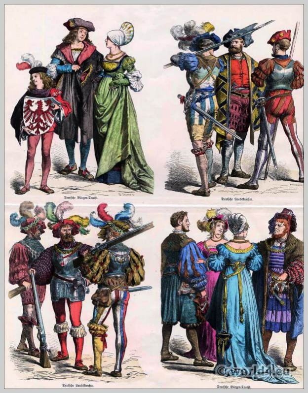 Renaissance, mercenaries, German, citizens, Münchener Bilderbogen, fashion,