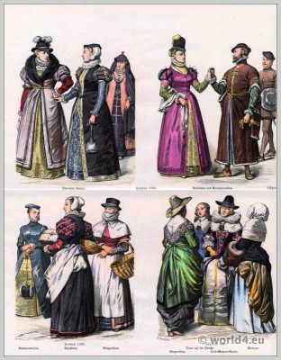 English Baroque fashion in the 16th and 17th Century. Spanish court dress. Medieval clothing. Renaissance costumes.