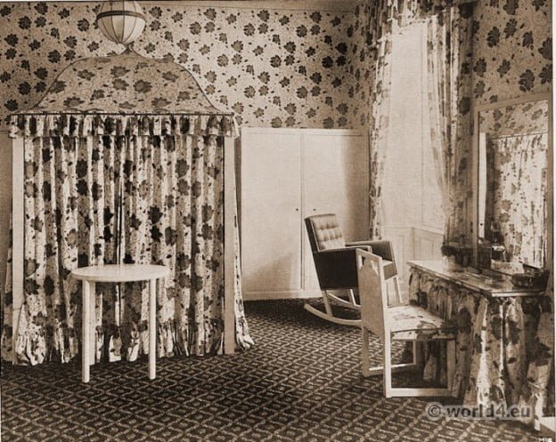 Sleeping and dressing room. Vienna Workshop. Josef Hoffmann. Austrian architect and designer. Vienna Secession.