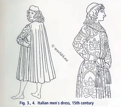 Italian men`s dress, 15th century. Italian Renaissance dress