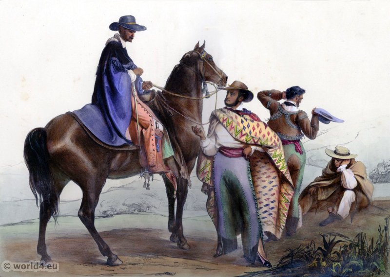 Mexican Rancheros wearing sombreros by Carl Nebel.