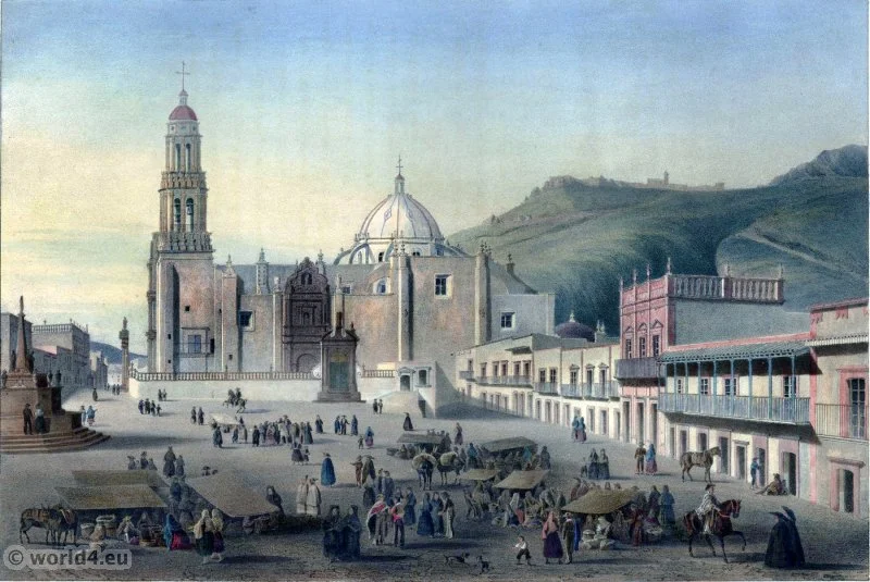 Zacatecas. Mexican town. Topography. Carl Nebel. UNESCO World Heritage Centre