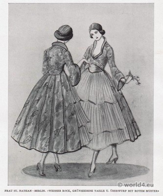 skirt fashion. Berlin fashion 1917. Designer Nathan fashion 1920s. German Modernist costumes.