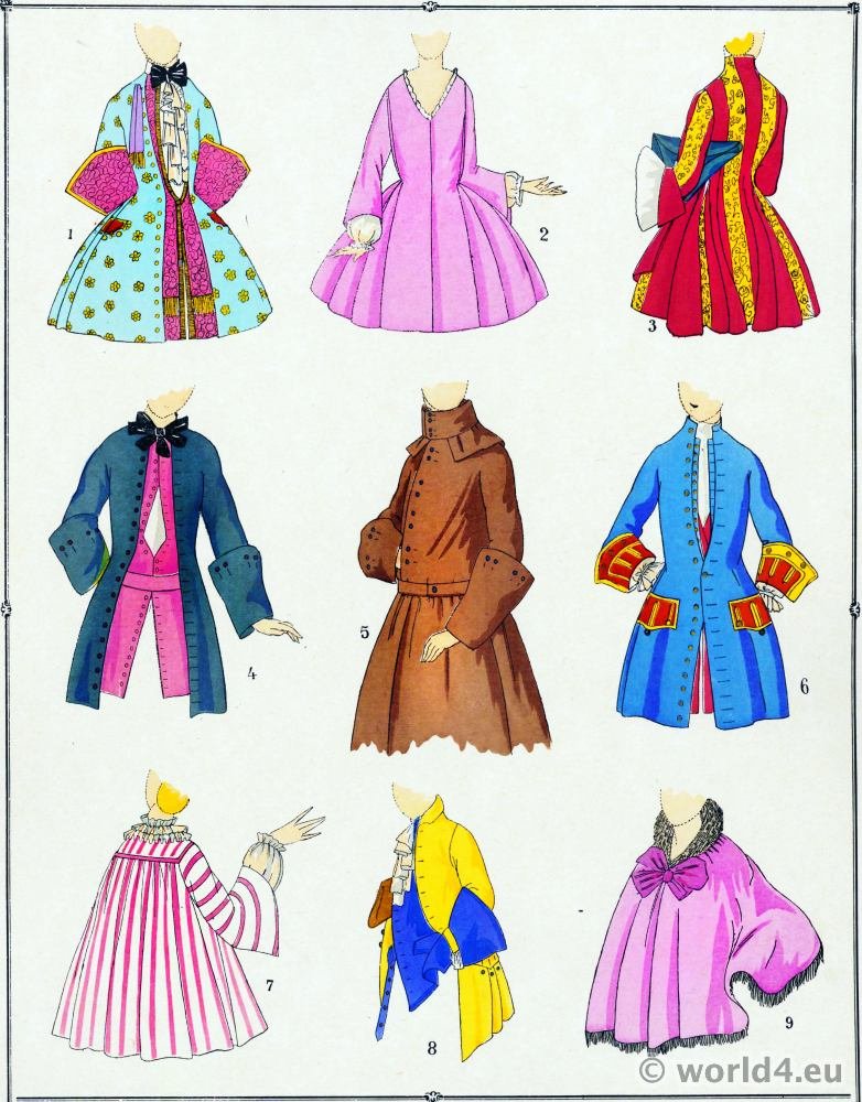 French fashion and costume history of the 18th century. Era of the