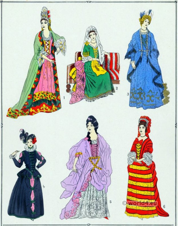 Robes, modes, Louis XIV, Costume Feminin, Francais,