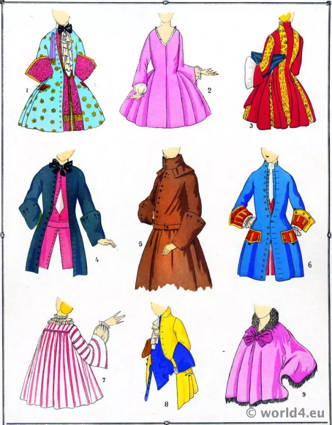 Manteaux, Louis, XV, costumes, rococo, mode,