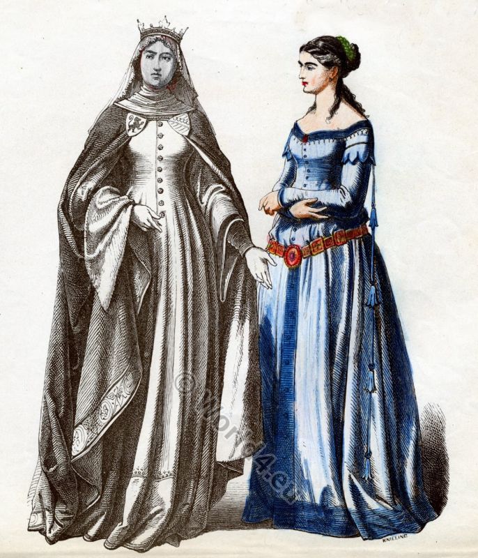 Germany, princess, maid, honor, middle ages, clothing, costumes, cotehardie