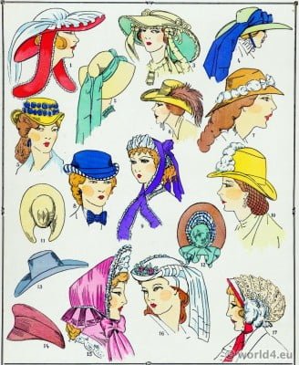 Chapeaux, costume féminin, français, modes, second empire