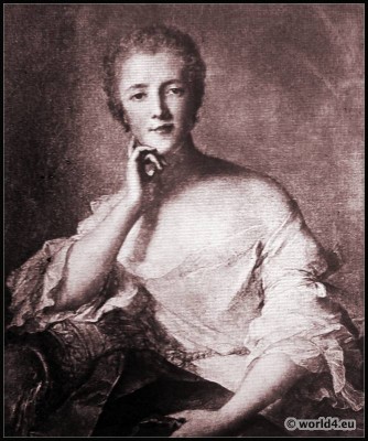 Madame de Pompadour. French Rococo Costume. Louis XV fashion.