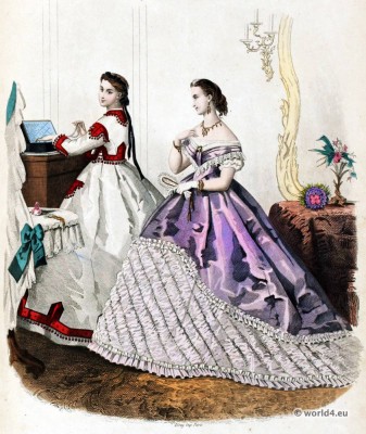 Mode Illustrée, second empire, Corset, Crinoline, Victorian, Fashion, Farthingale.