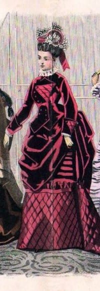 Godey's Fashions November, 1874. Victorian costumes. Crinolines. 19th century fashion.