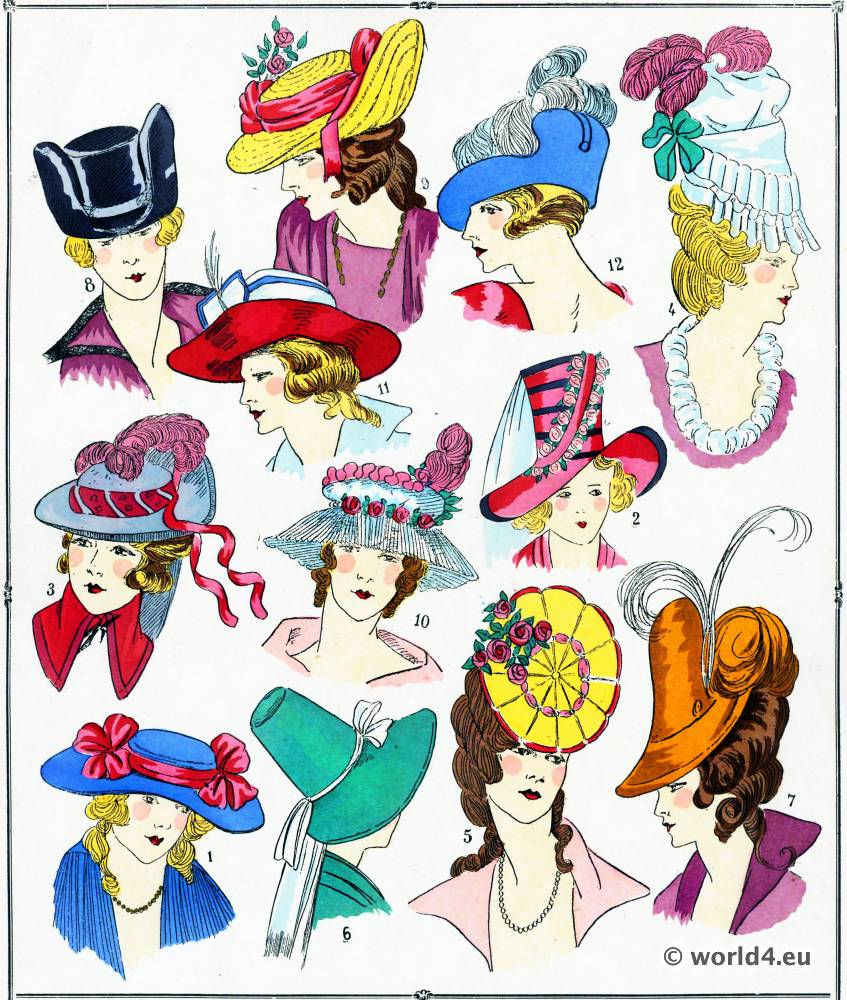 Chapeaux, modes, costume, façon, Louis XVI, Rococo,