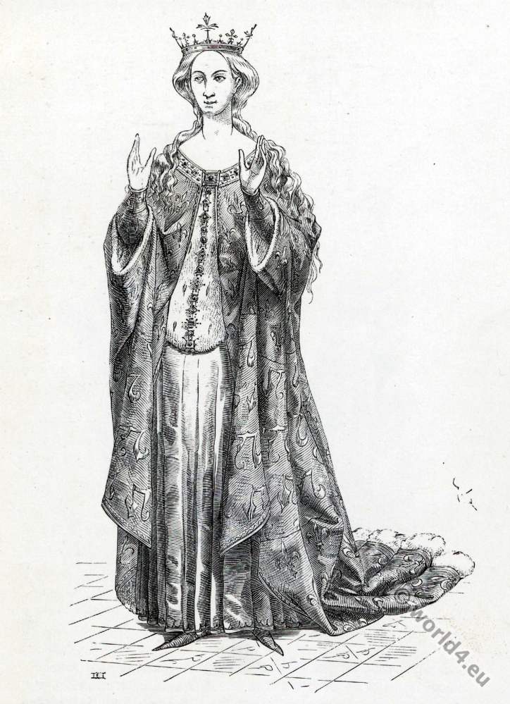 Marguerite d'Écosse. Houppelande. Margaret Stewart. 15th century fashion.