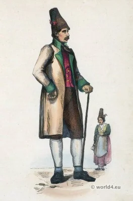 Traditional Bavarian folk costume. Traditional German national costumes. Bavaria Ethnic garment.