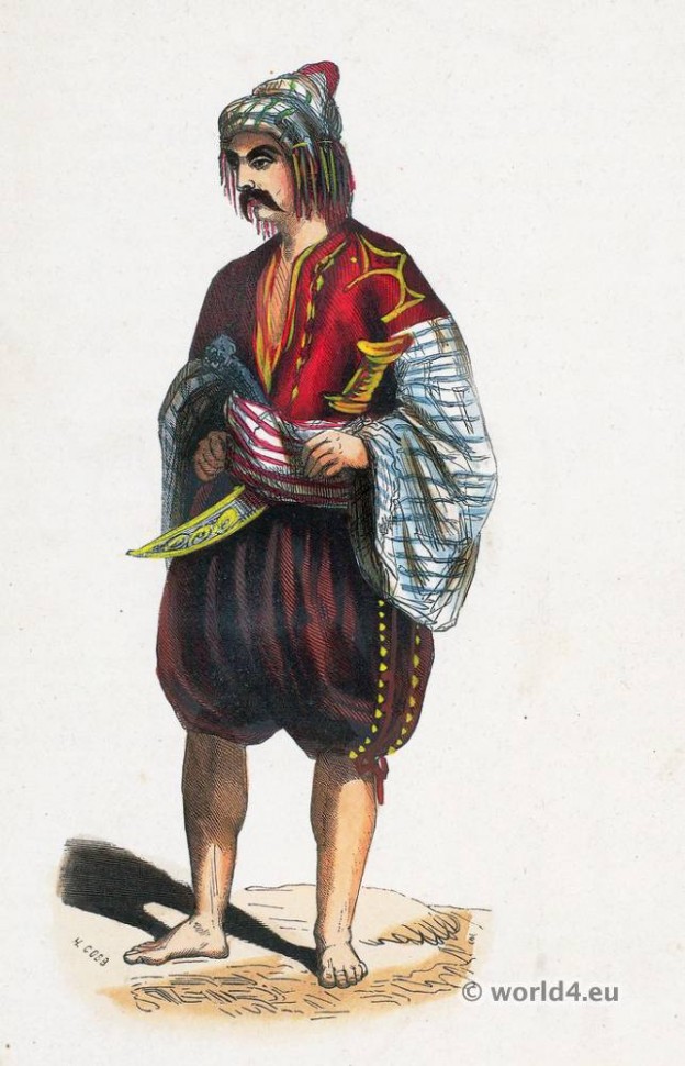 Bulgarian folk costume. Traditional Bulgarian national costumes. Bulgaria Ethnic garment.