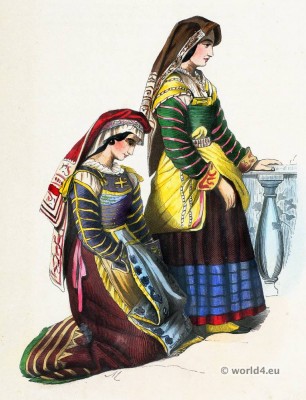 Miranda de Ebro folk costume. Traditional Spain national costumes. Spanish Ethnic garment.
