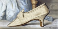 Shoe belonged to Anna Frances Woodcock. 18th century shoe fashion.
