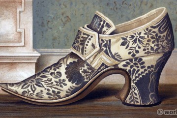 Tudor high heel shoe. Time of Queen Elizabeth. 16th century.